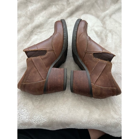 Born Leather Ankle Booties Wooden Heel Size 6 - Picture 5 of 5